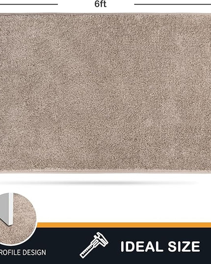 PURRUGS Easy Care Area Rug 4ft x 6ft, Non-Slip Machine Washable Entryway Rug, Dog Door Mat, Stain Resistant Accent Rug for Hallway, Living Room, Bedroom and Mudroom, Taupe