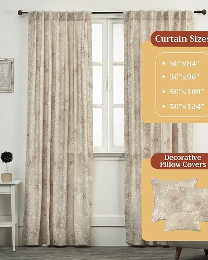 Maison d' Hermine Curtains for Living Room 100% Cotton 84 inch Length Two Panels Light Filtering Curtains for Bedroom Windows with Rod and Loop Pockets Drapes (Louxor Beige, 50" W x 84" L)