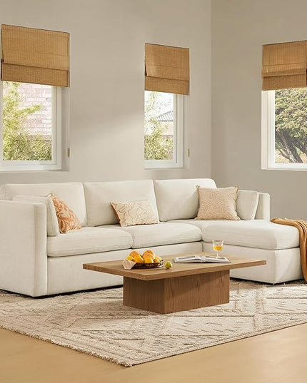 CHITA Oversized Modular Sectional Sofa, FSC Certified L Shaped Sectional Couches for Living Room, 112 inch Width,4 Seat Modular Sofa with Storage Ottoman, Linen