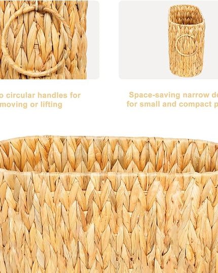 Large Toilet Paper Storage Basket, Wicker Toilet Paper Holder for up to 6 Rolls, Water Hyacinth Toilet Paper Basket Bathroom Organizer, Rattan Bathroom Accessories Organizer