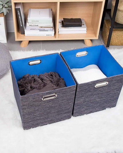 Posprica Storage Cube Basket Bins,13×13 Foldable Storage Containers for Shelf Cabinet Bookcase Boxes,Thick and Heavy Duty Fabric Drawer (4pcs, blue)