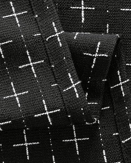 MIULEE Decorative Back Tab Linen Curtains with Geometric Pattern for Living Room Bedroom Farmhouse Rustic Thick Woven Textured Patterned Mudcloth Drapes 63 Inch Length 2 Panels Set, Black