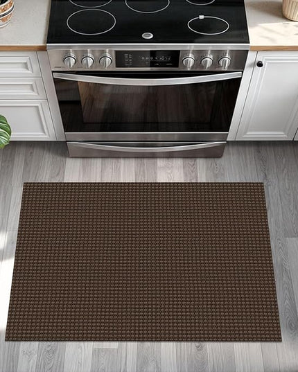 KOZYFLY Indoor Door Mat 2x3 ft Small Area Rugs Washable Front Door Mat Non Slip Rubber Backed Entryway Rug Cotton Entrance Doormat for Front Porch Bathroom Kitchen Bedroom, Reddish Brown/Coffee