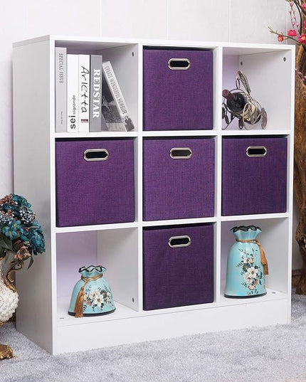 Posprica Storage Boxes, Foldable Organiser Cube Basket Bin, Thick and Heavy Duty (28×28×28cm/4pcs, Purple)