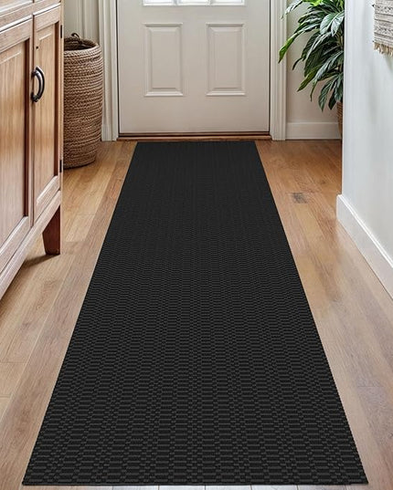 KOZYFLY Washable Runner Rug 2x7 ft Hallway Runner Kitchen Runner Rugs with Rubber Backing Bobo Entryway Runner Indoor, Carpet Runners for Hall Entrance Bedroom, Black/Grey