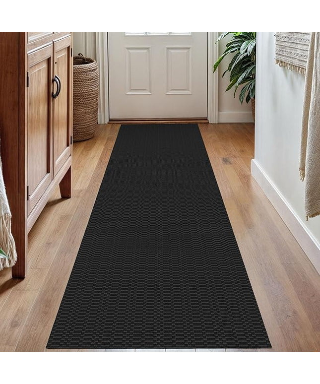KOZYFLY Washable Runner Rug 2x7 ft Hallway Runner Kitchen Runner Rugs with Rubber Backing Bobo Entryway Runner Indoor, Carpet Runners for Hall Entrance Bedroom, Black/Grey