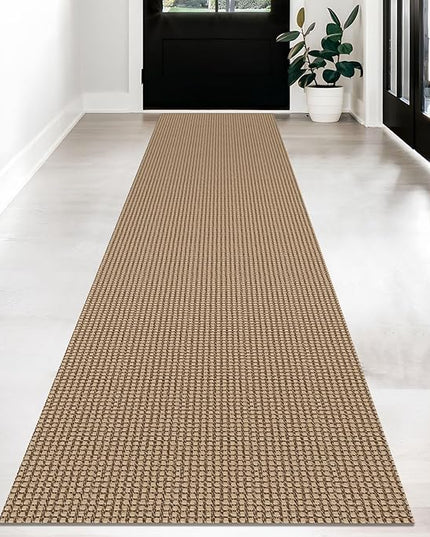 KOZYFLY Long Runners for Hallways 2x12 ft Washable Kitchen Runner Non Slip Rubber Backed Hallway Rugs Cotton Entryway Runner Rug Floor Carpet for Indoor Hall, Backdoor, Kitchen, Tan/Orange/Brown