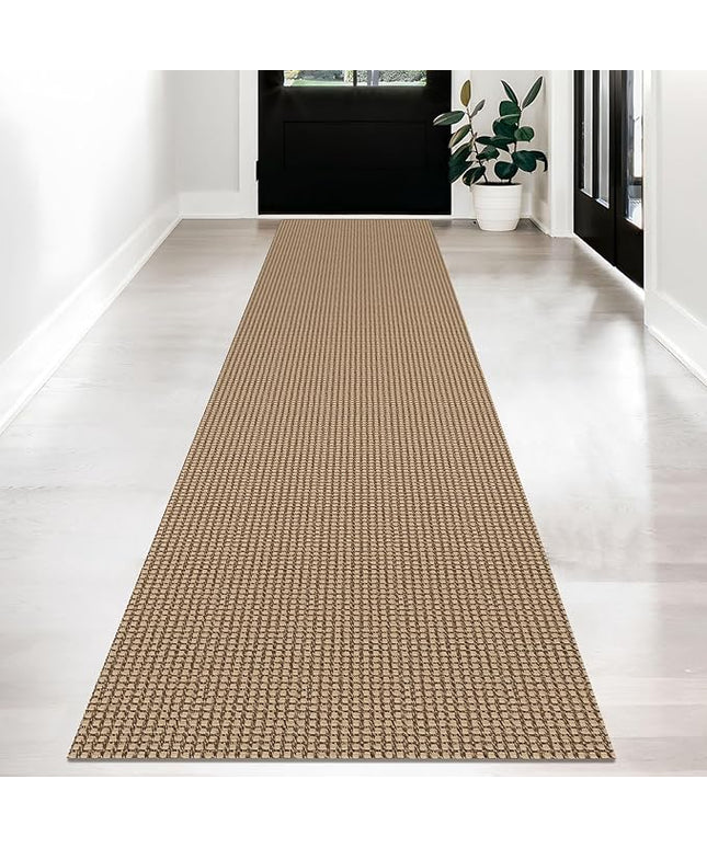 KOZYFLY Long Runners for Hallways 2x12 ft Washable Kitchen Runner Non Slip Rubber Backed Hallway Rugs Cotton Entryway Runner Rug Floor Carpet for Indoor Hall, Backdoor, Kitchen, Tan/Orange/Brown
