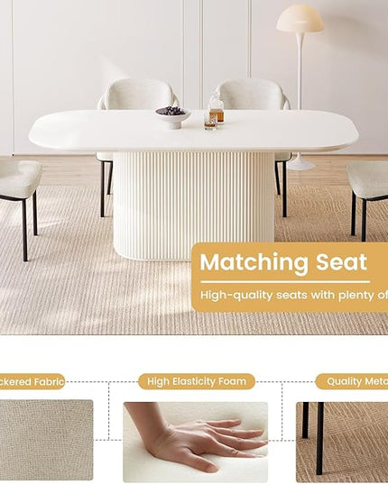 Guyii 5-Piece Oval Dining Table Set, 70" Modern Kitchen Table with 4 Chairs, Indoor Rectangular Dining Room Tables for Kitchen, Living Room, Cream White