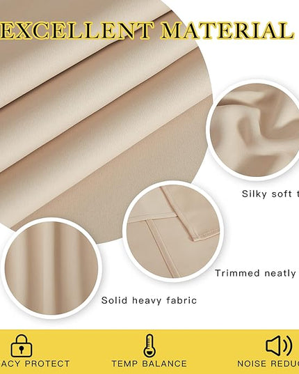 NICETOWN Blackout Drapery Window Curtains for Doorway - Grommet Window Treatment Thermal Insulated Solid Vertical Drape for Bedroom (Biscotti Beige, 1 Piece, 66 by 66 Inch)