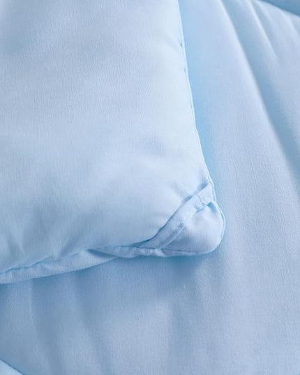 NTBAY Twin Comforter Set with Sheets, 5 Pieces Soft and Breathable Bedding Set, Twin Bed in a Bag, Down Alternative Comforter Set Solid Color All Season, Kids Bedding Set, Aqua