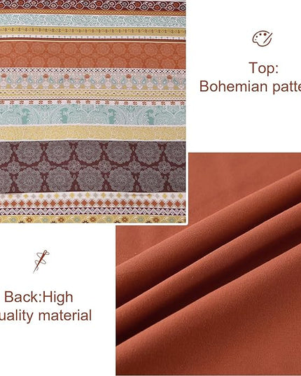 Cottolester Boho Comforter Set King Size,8 Pieces Red and Orange Bohemian Striped Bed in a Bag,Paisley Soft Microfiber Bedding Comforter Set