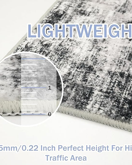IOHOUZE Abstract Runner Rug 3x14 Ft Washable Runners for Hallways, Non Slip Kitchen Runner Printed Faux Wool Entryway Runner Indoor, Modern Abstract Floor Carpet for Hall Stair, Black Grey