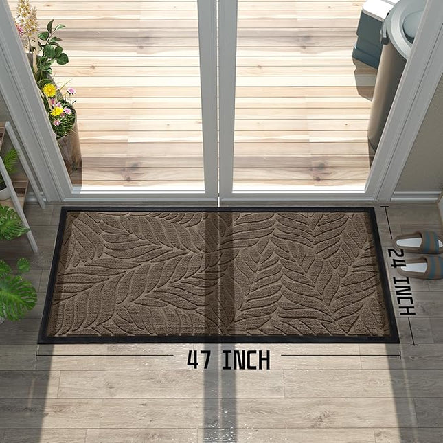 Yimobra 47x24 Large Door Mat Outdoor Indoor, All-Season Waterproof Door Mat Outside Entrance, All-Weather Non-Slip Outside Doormat for Garage Patio Entryway, Brown