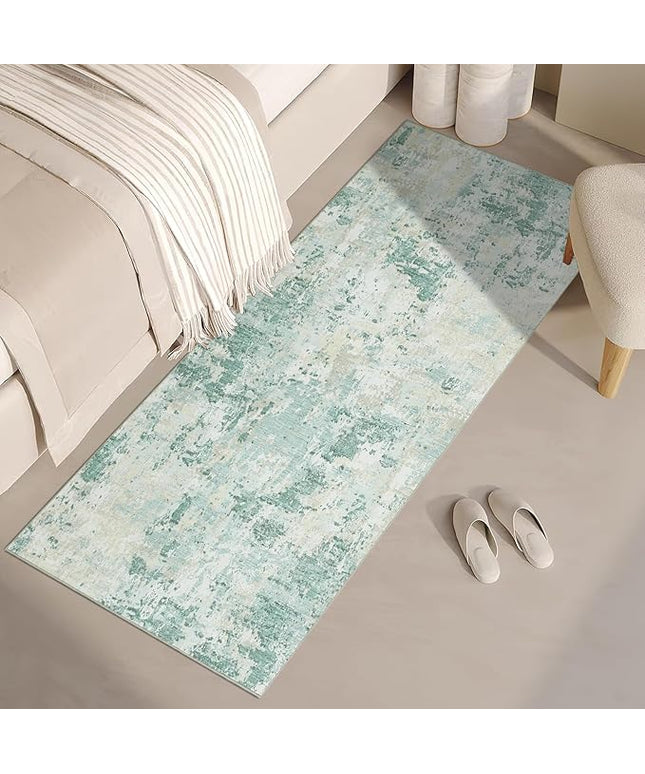 Modern Abstract Runner Rug 2x5 Washable Non Slip Stain Resistant Rug for Bedroom Living Room Non Shedding Low Pile Indoor Floor Cover,Green