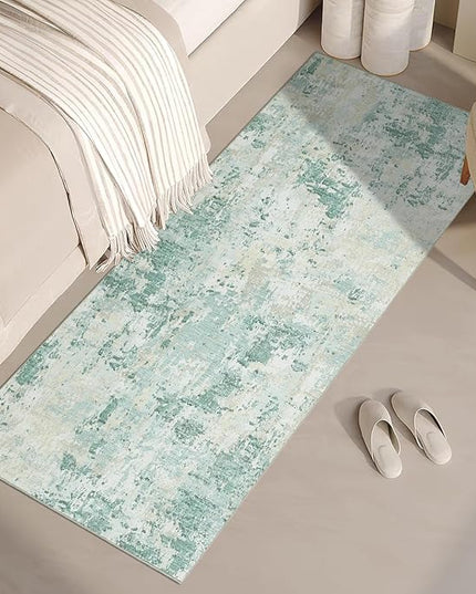 Modern Abstract 2x10 Runner Rug Washable Non Slip Stain Resistant Rug for Hallway Kitchen Bedroom Non Shedding Low Pile Indoor Floor Cover,Green