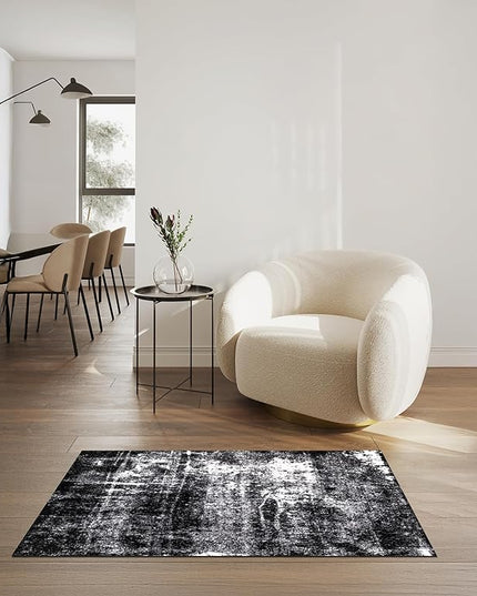 Keen Home Design Area Rugs - 3x5 Non-Shedding, Abstract Rugs for Kitchen, Living Room, Bedroom, Dining Room, Entryway - Size: 3' x 5', Abstract Black