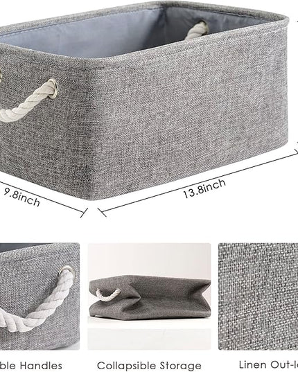 TheWarmHome Storage Bins Basket - Storage Baskets for Organizing Shelves,Home Closet Organizer for Book Shelf Organization,Fabric Storage Cubes,Medium Decorative Grey Basket Gift