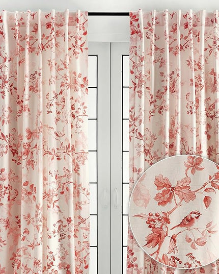 Maison d' Hermine Curtains for Living Room 100% Cotton 84 inch Length Two Panels Light Filtering Curtains for Bedroom Windows with Rod and Loop Pockets Drapes (Equinoxe Terracotta, 50" W x 84" L)