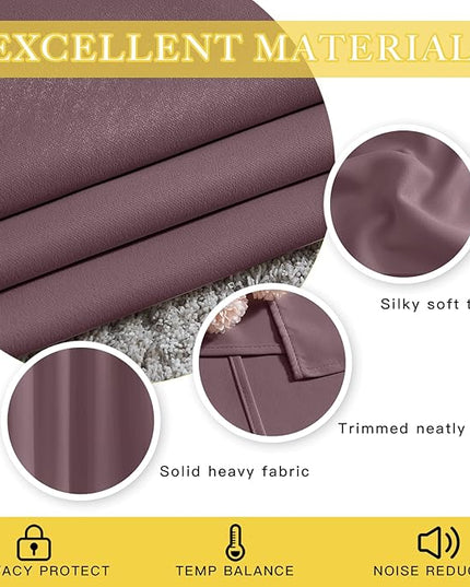 NICETOWN Wide Curtain 84 inch Length for Living Room, Grommet Thermal Insulated Blackout Room Divider Curtain Sound Proof Light Blocking for Patio/French Door (Dry Rose, 1 Panel, W80 x L84)