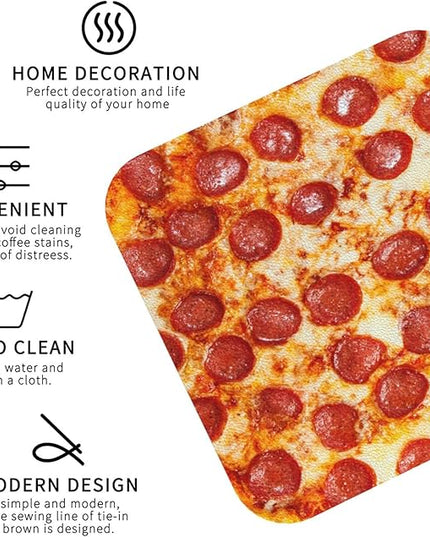 Marble Coasters Square Leather Drinks Coaster Set with Holder for Coffee Table Bar Home Decor 4 Inches Set of 6 (Pizza, One Size)