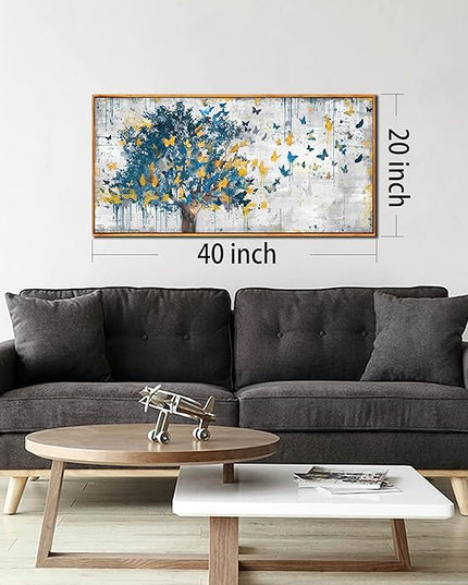 Framed Canvas Wall Art for Living Room Bedroom Office Large Tree of Life Wall Art Butterfly Tree Picture Modern Canvas Prints Decor Size 20x40