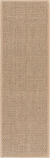 SAFAVIEH Natural Fiber Collection Runner Rug - 2'6" x 6', Natural & Beige, Seagrass, Basketweave Pattern with Border (NF114A)
