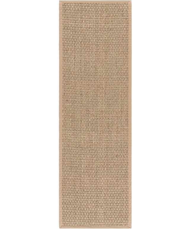 SAFAVIEH Natural Fiber Collection Runner Rug - 2'6" x 6', Natural & Beige, Seagrass, Basketweave Pattern with Border (NF114A)