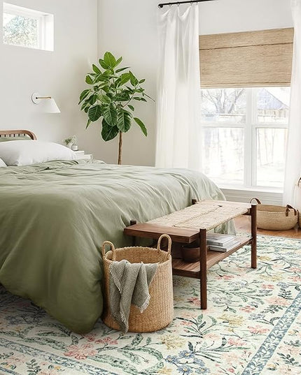 Wonnitar Boho Washable Rug 8x10, Large Area Rug for Living Room, Soft Floral Carpet for Bedroom Non Slip, 8 x 10 Indoor Beige Carpets for Nursery Dining Room Apartment Office Decor