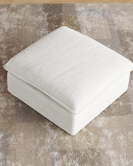 JACH Ottoman Module for Living Room, Cushion Covers Removable, Minimalist Comfy Breathable Ottoman Paired with Sofa Couch for Living Room Apartment, Beige