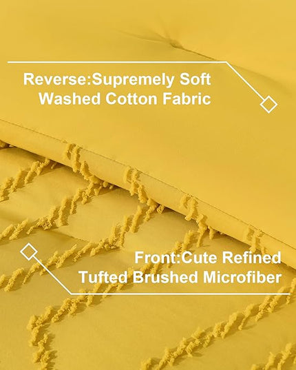 Litanika King Size Comforter Set with Sheets Mustard Yellow - 7 Pieces Bed in a Bag King Chevron Tufted Complete Bedding Sets with Comforter, Sheets, Pillowcases & Shams