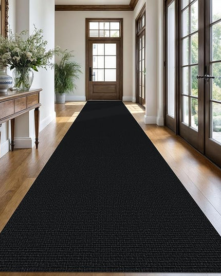 KOZYFLY Washable Runner Rug 3x20 ft Hallway Kitchen Runner Rugs with Rubber Backing Bobo Non Slip Entryway Runner Indoor, Long Carpet Runners for Hall Kitchen Entryway, Black