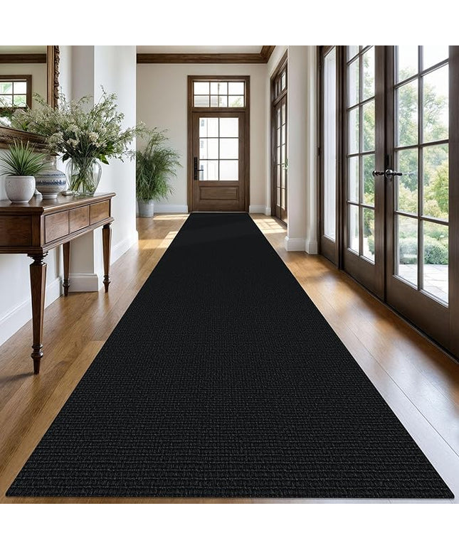 KOZYFLY Washable Runner Rug 3x20 ft Hallway Kitchen Runner Rugs with Rubber Backing Bobo Non Slip Entryway Runner Indoor, Long Carpet Runners for Hall Kitchen Entryway, Black