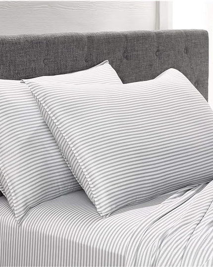Pure Bamboo Twin Sheets, Genuine 100% Organic Viscose Derived from Bamboo Bed Sheet Set, Luxuriously Soft & Cooling, Double Stitching, 2 Year Quality Promise (Twin, Stripes)