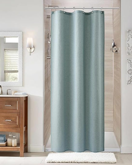 Naturoom Light Blue 36 Inch Shower Curtain - Stall Narrow Half Linen Ultra Thick Fabric Shower Curtain Set with Hooks, Boho Farmhouse Rustic RV Camper Bath Curtains for Bathroom, 36x72