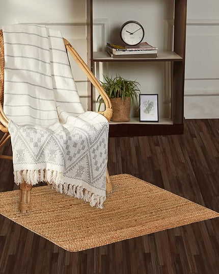 REDEARTH · Rectangular Area Rug - 2'x3' Braided Natural Jute - Artisan Made Boho Jute Rugs for Bedroom - Kitchen - Living Room - Farmhouse - Aesthetic Home Decor- Handmade Vintage Decor