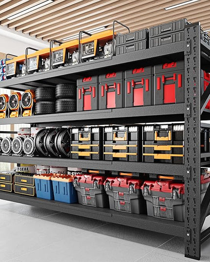 8000LBS Storage Shelves, 68" W Garage Shelving Heavy Duty Metal Adjustable Garage Shelves, Shelving Units Industrial Shelving for Warehouse, 68" W x 24" D x 63.4" H, Black