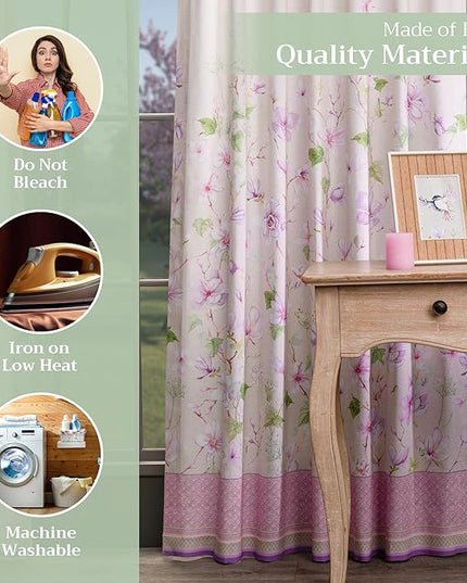Maison d' Hermine Curtains for Living Room 100% Cotton 108 inch Length One Panel Light Filtering Curtains for Bedroom Windows with Rod and Loop Pockets Drapes (Magnolia Mornings, 50" W x 108" L)