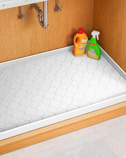 Jin&Bao Waterproof Under Sink Mat 31" x 22", Thick Silicone Mat Cabinet Protector for Kitchen and Bathroom, Shelf Liner, Home Organizer and Storage, Multipurpose Tray for Gadgets and Essentials