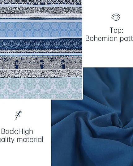 Boho Comforter Set Full Size,8 Pieces Navy Blue Bohemian Striped Bed in a Bag,Paisley Soft Microfiber Bedding Comforter Set