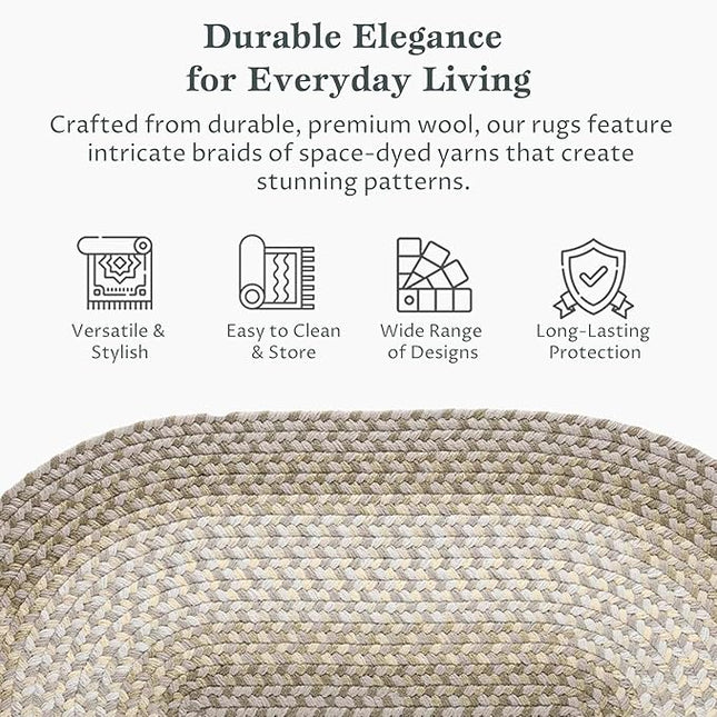 Tranquility TQ62 Frost 8' x 11' Oval - Braided Area Rug, Home Decor, Floor Mat or Bedroom Rug - Easy Care, Ideal for High Traffic Areas in Hallway and Living Room - Made in USA