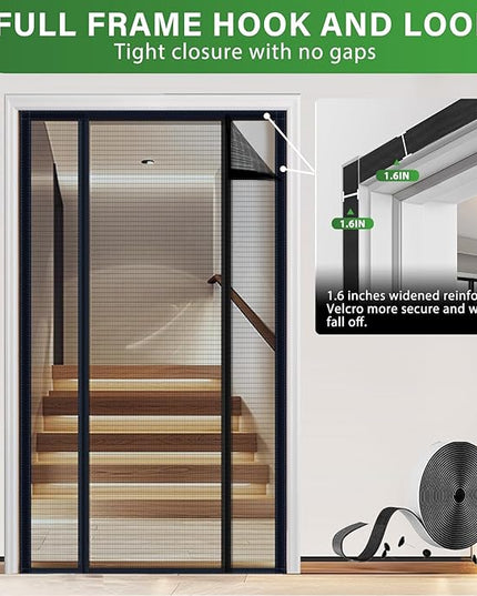 Magnetic Screen Door - Upgraded Heavy Duty PET Screen Door Mesh, Double Door Screen for French/Sliding Patio Door, Hands-Free Magnetic Closure, Fit Door Size 72" x 80" (Screen Size 74" x 82")