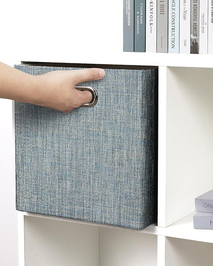 Posprica Storage Basket Bins,11×11×11 Foldable Storage Cube Boxes Fabric Drawer for Closet Shelf Cabinet Bookcase - Set of 4,Teal