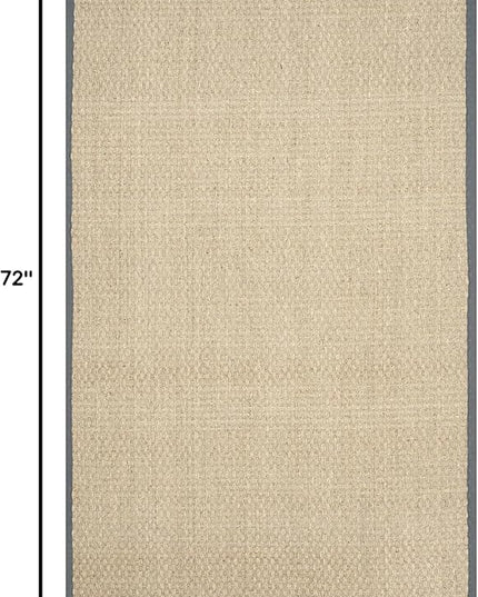 SAFAVIEH Area Rug 4x6 - Natural Fiber Collection - Natural & Dark Grey, Seagrass, Basketweave Pattern with Border (NF114Q)