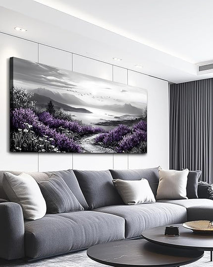 KELIYUAN Large Canvas Wall Artwork Home Decoration Painting Black And White Landscape Modern Print Painting Living Room Decor And Bedroom Office Wall Decoration Natural Scenery Mural 24 X 48 Inches