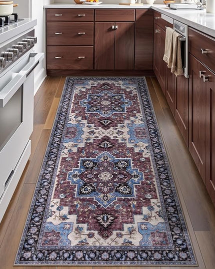Ciicool Washable Runner Non Slip, 2'x6' Hallway Rug Vintage Kitchen Rugs Carpet for Bedroom Laundry Bathroom Decor
