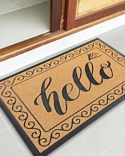 Yimobra Welcome Mats for Front Door 29.5x17, Heavy Duty Waterproof Outdoor Door Mat Outside Entrance, Non-Slip Low Profile Indoor Entryway Mat for Garage Patio, Yellow