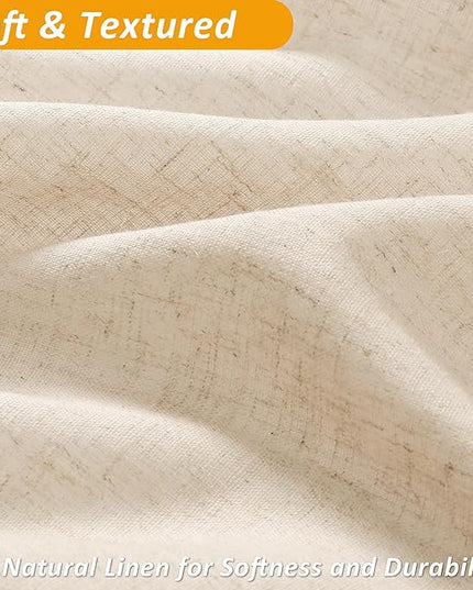 Naturoom Natural Linen Shower Curtain with Snap in Liner Set Rustic Farmhouse Shower Curtains for Bathroom 200GSM Textured Cream Burlap Cloth Double Bath Curtains with See Through Top Window 72x78