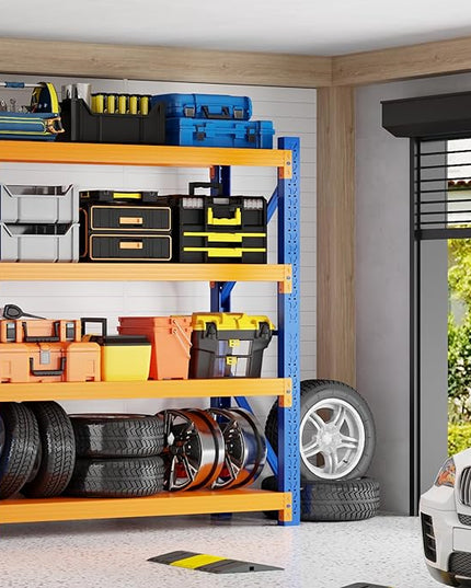 4000LBS Garage Shelving 48" W Garage Shelving Heavy Duty 4-Tier Metal Storage Shelves Adjustable Shelf Unit Storage Rack for Basement Supermarket Warehouse 48" W x 20" D x 78" H Blue-Orange