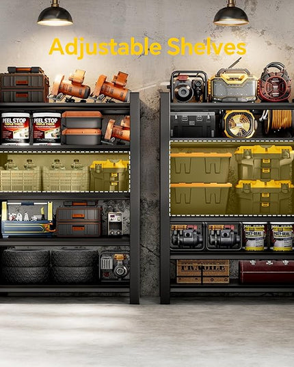 CJF Adjustable Garage Storage Shelves, 5-Tier Garage Shelving Heavy Duty, Metal Industrial Utility Shelf for Warehouse, Kitchen, Laundry Room,Warehouse-Black (71 "H x 36" W x 16" D)
